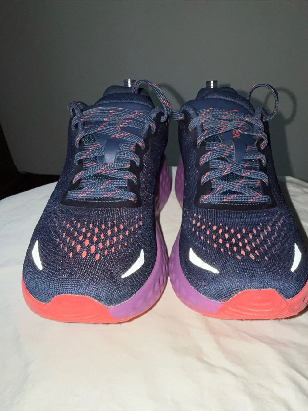 Aetrex “Danika” Navy Blue with Purple & Coral Accents Arch Support Sneaker